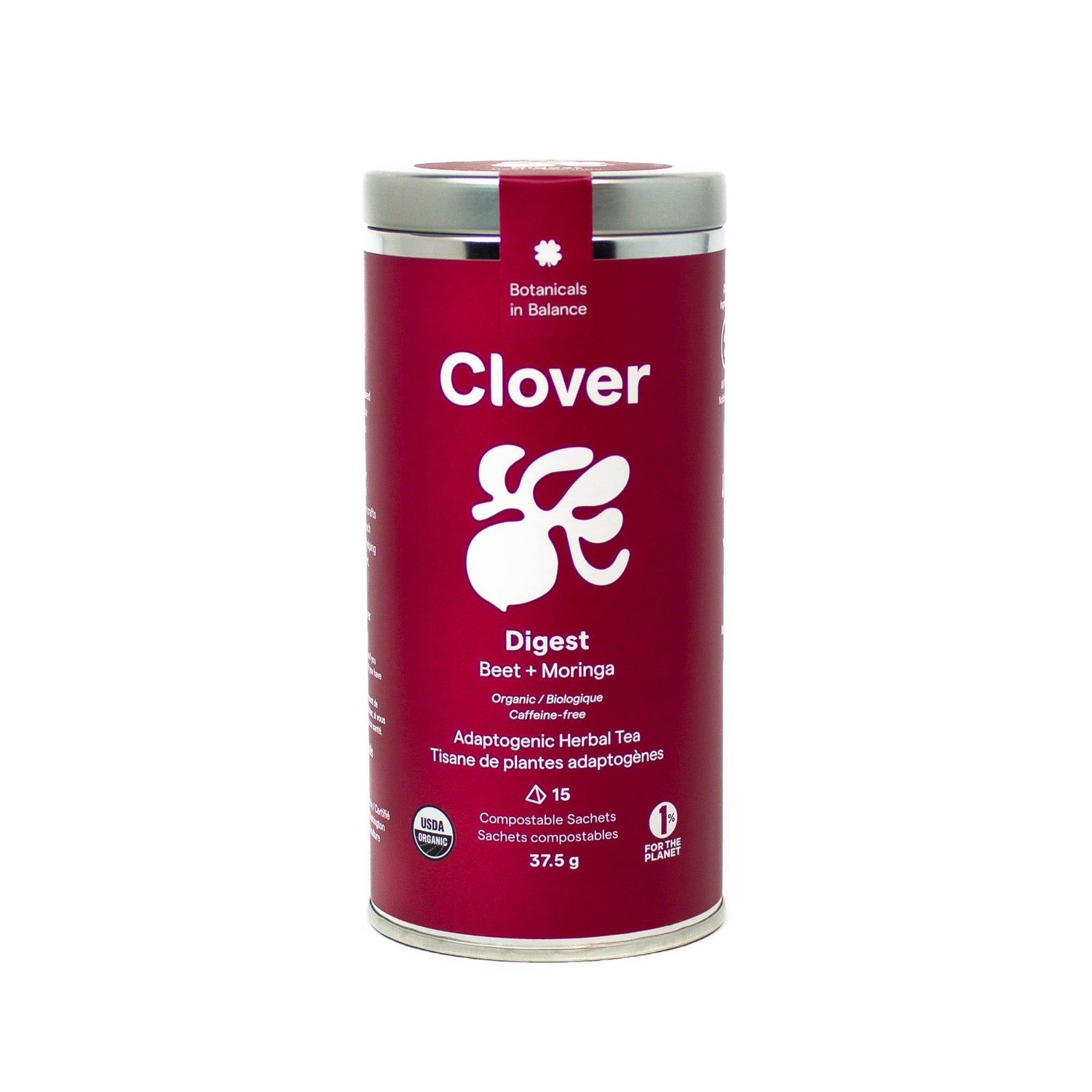 Clover Botanicals Digest Tea Beet Moringa Adaptogenic Herbal Tea