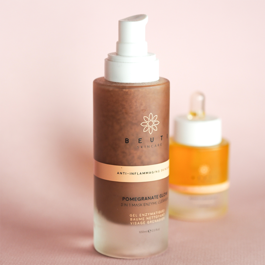 beuti skincare pomegranate glow enzyme cleanser canada vossity kalonegy